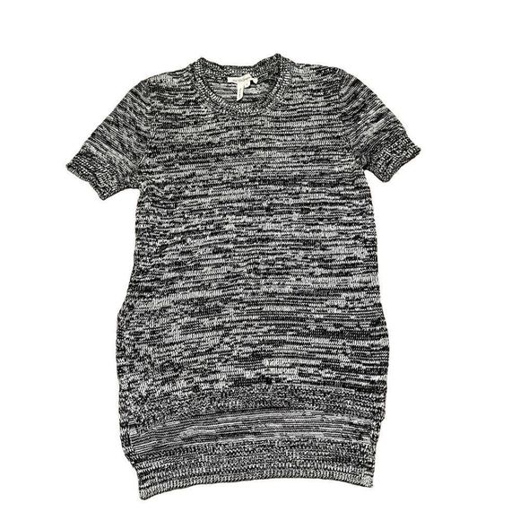 BGBGeneration Black White Marbled Short Sleeve Sweater - Picture 1 of 4